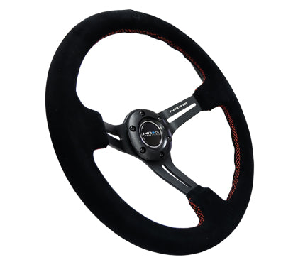 NRG Steering Wheel Blk Suede/Red Stitching