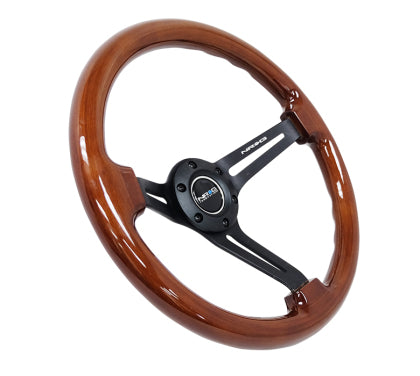 NRG Steering Wheel Brown Wood w/Blk Matte