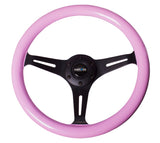 NRG Classic Wood Grain Steering Wheel Solid Pink