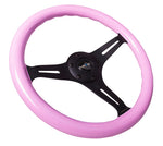 NRG Classic Wood Grain Steering Wheel Solid Pink