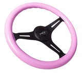 NRG Classic Wood Grain Steering Wheel Solid Pink