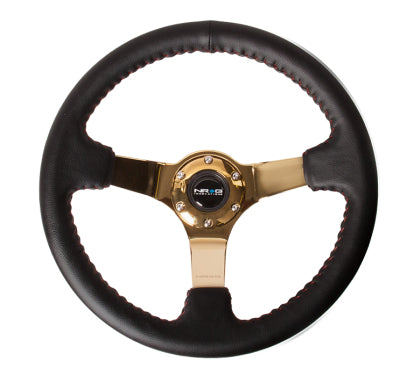 NRG Steering Wheel Blk Leather/Gold